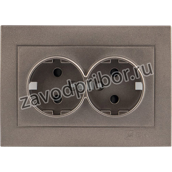 Валенсия лицевая панель розетки 2-местной с/з 16А графит с защ. штор. PROxima ESR16-L-128-60
