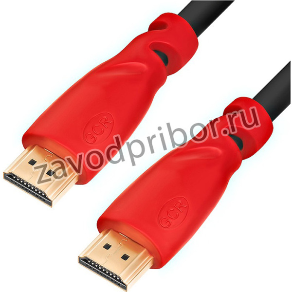 GCR-HM350-1.5m, GCR Кабель 1.5m HDMI 1.4, красные коннекторы, 30/30 AWG, позолоченные контакты, FullHD, Ethernet 10.