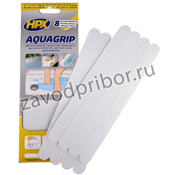 Лента безопасности AQUA GRIP 20мм х 240мм х 8шт прозрачная, РОЗ, шт