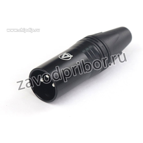 AuraSonics XN3M-B кабельный разъем 3-контактный XLR male, посеребренные контакты, черный