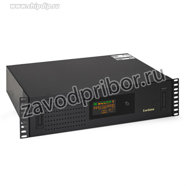 ИБП ExeGate ServerRM UNL-3000.LCD.AVR. 2SH.3C13.USB.3U 3000VA/1800W, Color LCD, AVR, 2*Schuko+3*C13, USB, 3U, установка в стойку, Black