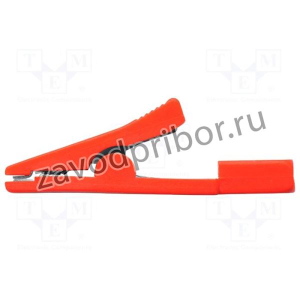 AK2799NI-RT, Зажим "крокодил", 3А, 70ВDC, красный, Диап.захвата: макс.8мм