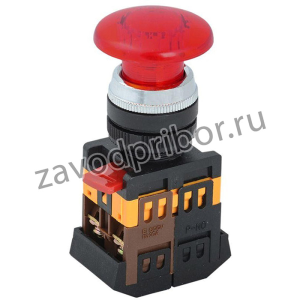 Кнопка "Грибок" AELA-22 d22мм 1з+1р 240В неон красн. IEK BBG20-AELA-K04