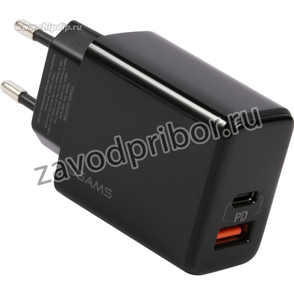 СЗУ USAMS - (Модель - US-CC133 T40) QC3.0 + PD, Digital Display Fast Charger, черный (CC133TC01)