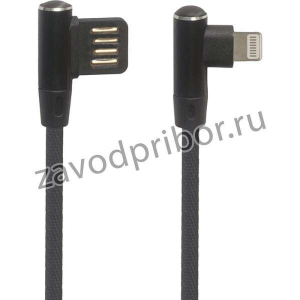 USB кабель "LP" для Apple Lightning 8 pin оплетка Т-порт 1м черный