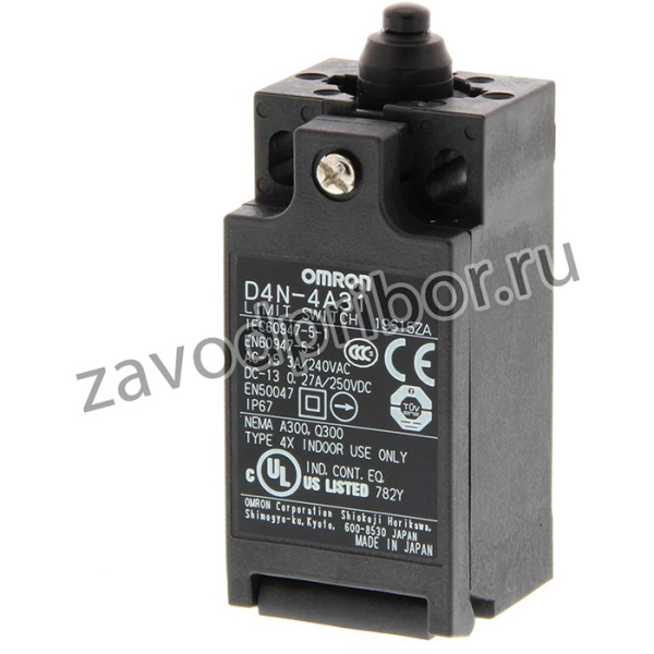 D4N-1131, Концевой выключатель, толкатель d6мм, NO + NC, 10А, макс.240ВAC