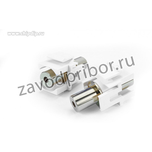 01 Hyperline KJ1-TRS-D3.5G-WH Вставка формата Keystone Jack с проходным адаптером TRS 3.5 мм, gold plated, ROHS, белая