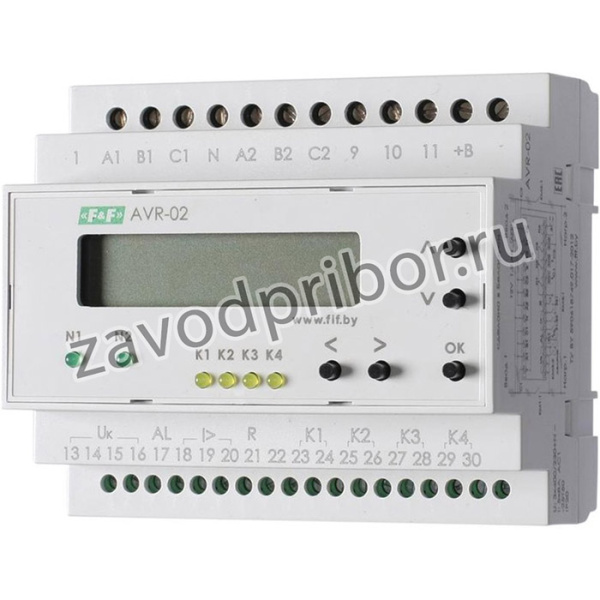 Устройство управления резервным питанием AVR-02 (3х400В+N; 5 перекл. х8А; IP20) F&F EA04.006.004