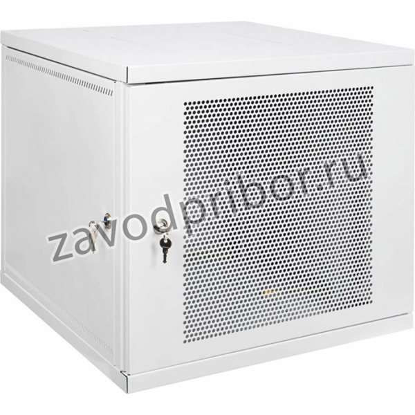 Настенный разборный шкаф 19", 15U, ПЕРФОРИРОВАННАЯ дверь, 600x600, серый УТ000004360