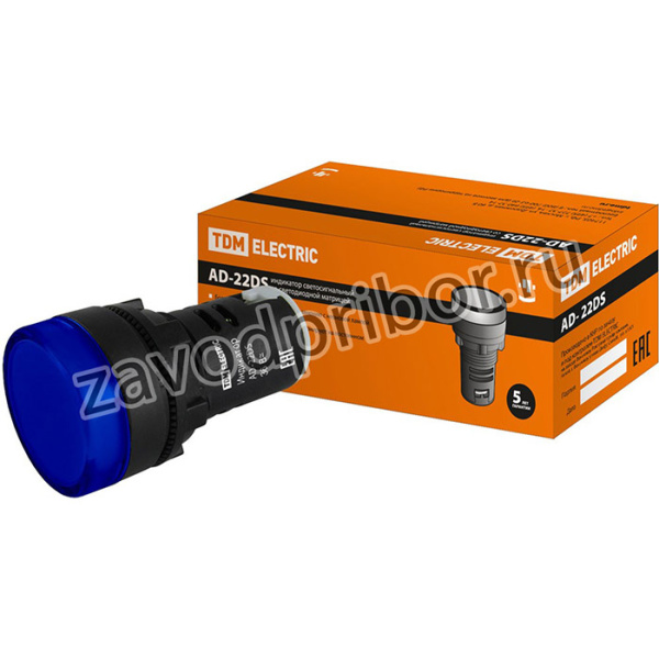 Лампа AD-22DS(LED)матрица d22мм синий 36В AC/DC TDM