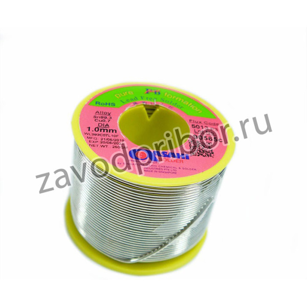 Припой оловянно-медный ASAHI Sn99,3/Cu0,7, с флюсом CLF5013, 1,0 мм, 0,25 кг