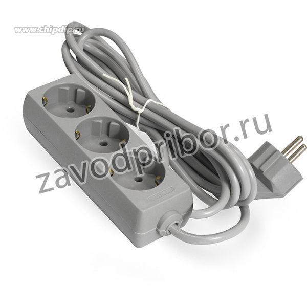 Удлинитель ExeGate ECE-3-3G (3 евророзетки с заземлением, 3м, серый)