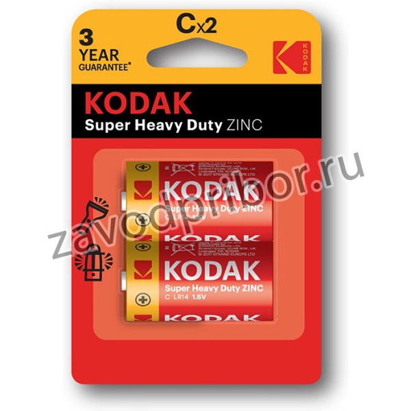 Батарейки Kodak R14-2BL SUPER HEAVY DUTY Zinc [KCHZ-2]