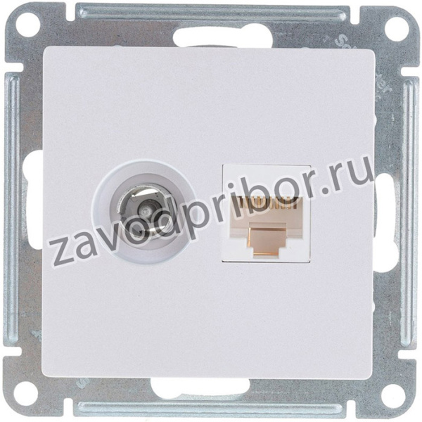 Жемчуг Розетка двойная комп+ТВ, RJ45+TV, кат.5E, механизм | ATN000489 | Schneider Electric
