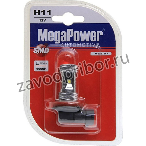 M-80575бл, Автолампа H11 PGJ19-2 6 SMD CREE WHITE 6000K блистер 336лм 12V 1 10 100 80575