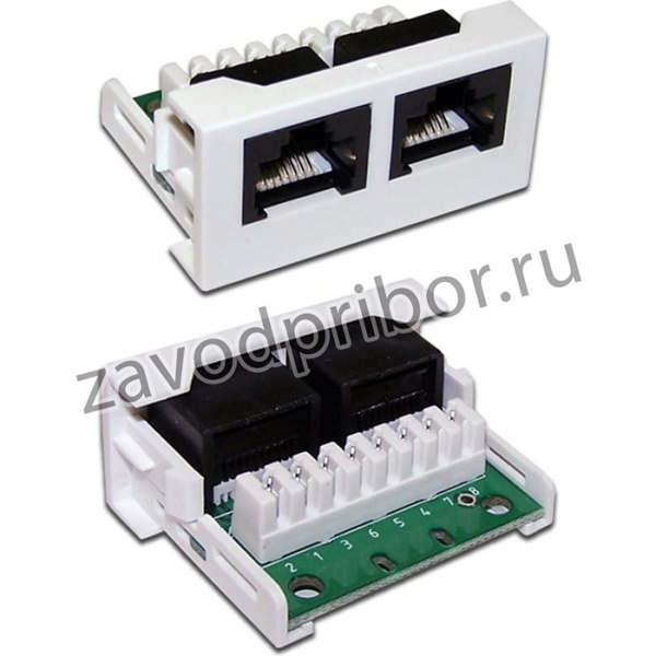 Вставка Mosaic 22.5x45, Y-адаптер, 2 компьютерных порта, белая LAN-WA-LP-E2-E2-WH