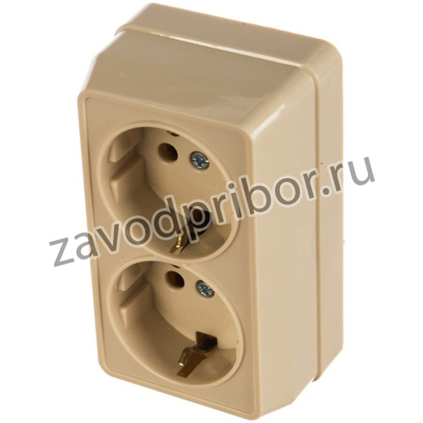 ОКТАВА Розетка 2местн. с з/к 16А нар. кремовый ERO21-K33-16-DC