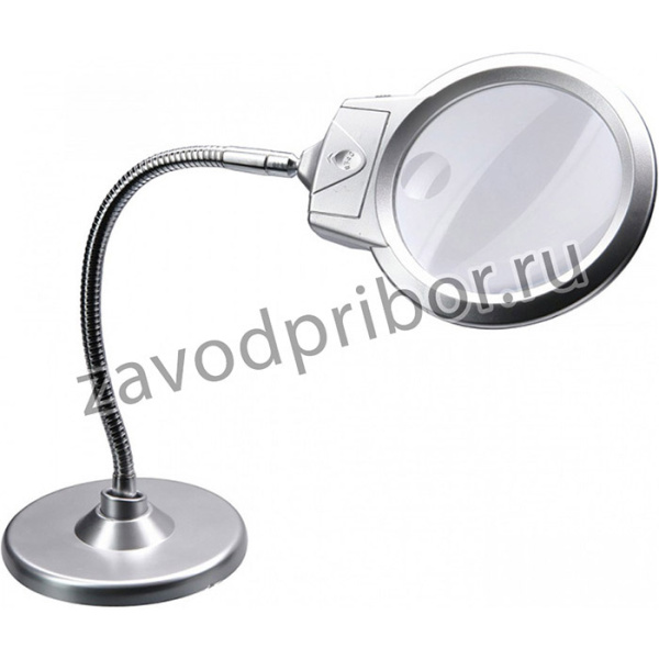 Лупа настольная 2x/5x-130мм на гибком штативе с подсветкой 2 LED PL4435