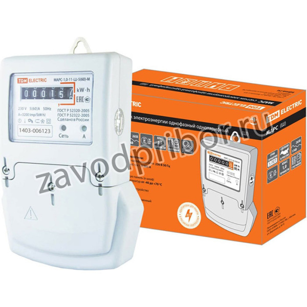 Счетчик без поверки МАРС-б/п -1,0-11-Ш-10(100)-М (1ф, 1тар, монт.панель, мех.ОУ) SQ1105-0029