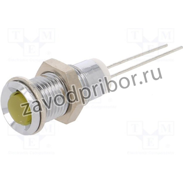 M.5030Y, Индикат.лампа: LED, выпуклый, Отв: d8мм, на печатную плату, латунь