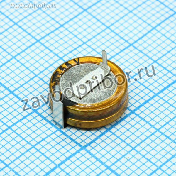 DCS5R5224HF, (5.5V 0.22F гориз. мини), Ионистор стандартный мини 5,5V, 0,22F, -25...+70°C, 1000h, 11,5x5,5mm, горизонтального исполнения