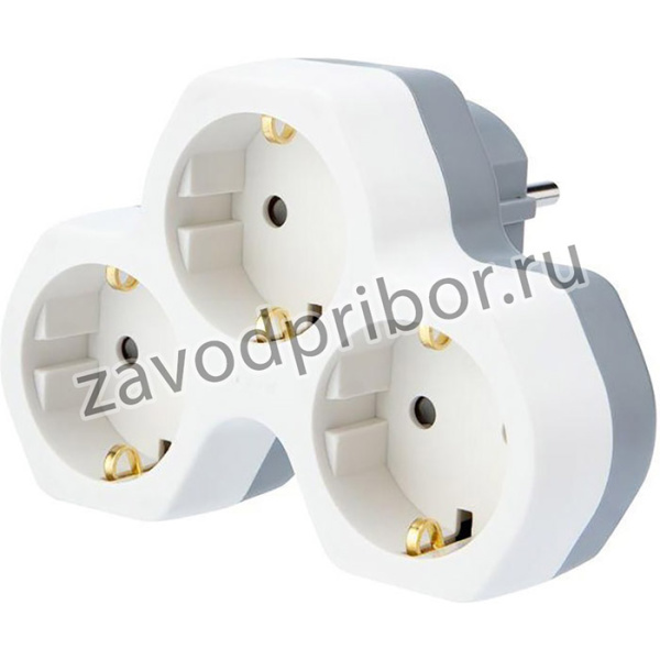 Разветвитель 3-м с заземл. 16А IP20 защ. шторки бел. Rexant 11-1088