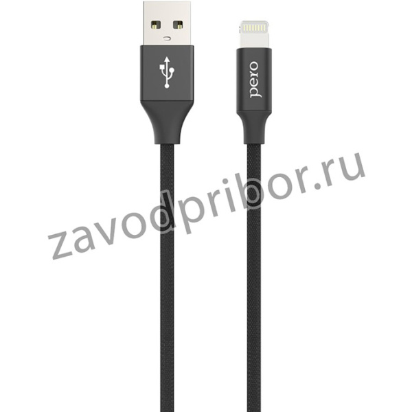 Кабель PERO, DC-02, 8-pin Lightning, 2.4А, 1м, черный