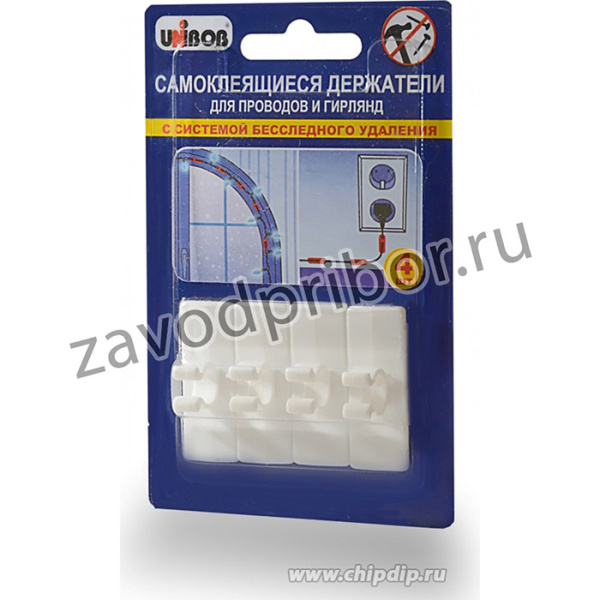 Держатель для проводов Unibob 49001 белый пластик (упак: 4шт)