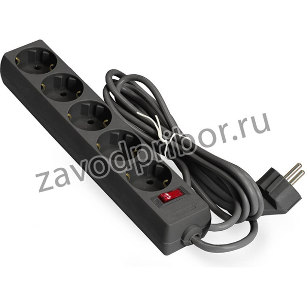 Удлинитель EC-5-1.8B 5евро с заземлением, 1.8м, з/п., выкл. с подсвет,черн 279355