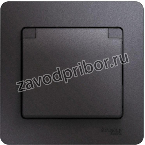 Розетка 1-м СП Glossa 16А IP20 250В с заземл. защ. шторки с крышкой в сборе графит SE GSL001346