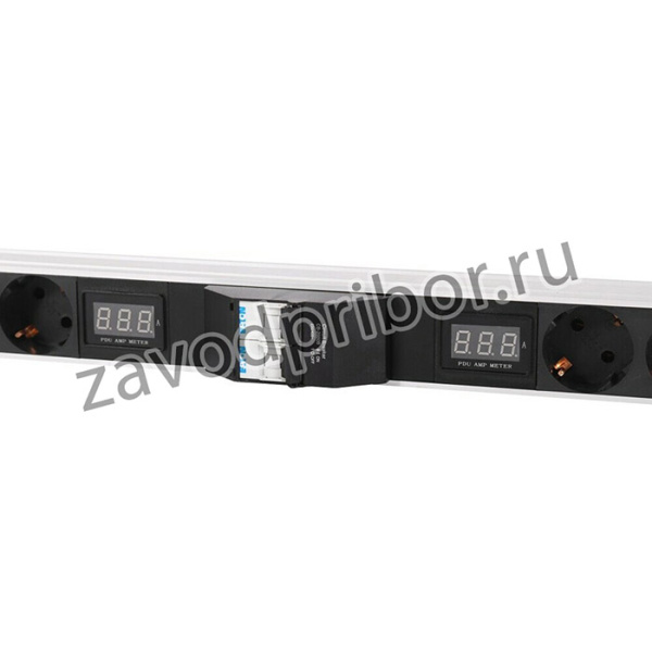 Блок силовых розеток Rem Rem-32, Shuko х 16, IEC 60320 С19 х 8, вход колодка, 1463х45х45 мм (ВхШхГ), 32А, автомат + амперметр, чёрный, без ш
