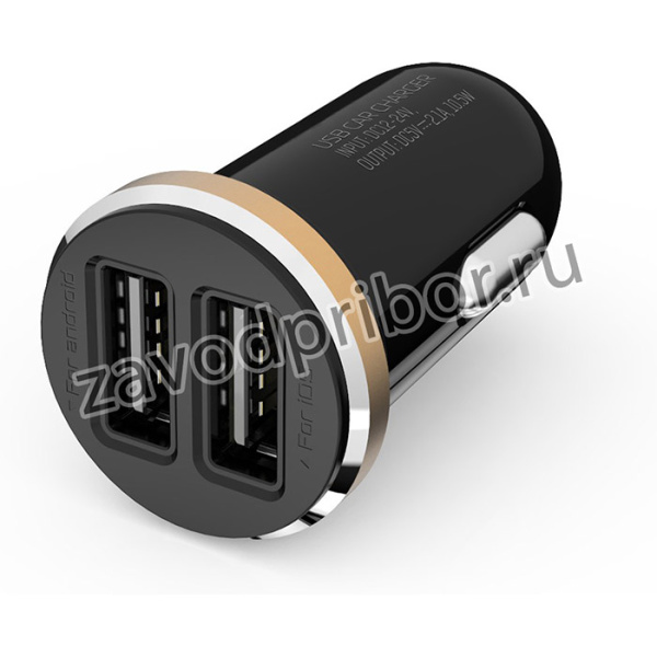 Автомобильная зарядка LDNIO 2 USB выхода 2,1А + кабель Micro USB DL-C22 черное, коробка