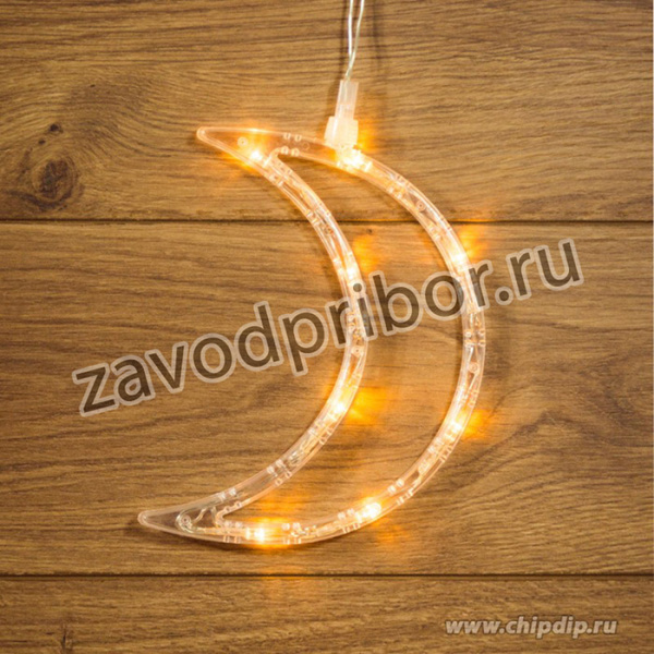 501-014, Фигура светодиодная Месяц на присоске с подвесом, цвет ТЕПЛЫЙ БЕЛЫЙ