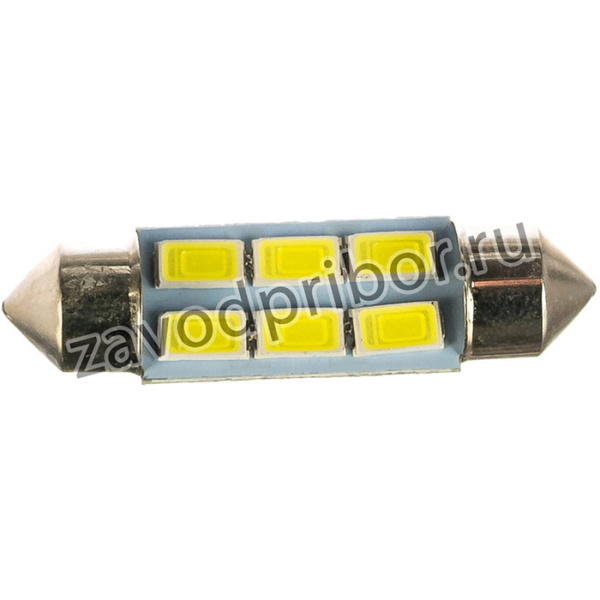 Автолампа диод T11 C5W 6 SMD диодов 1-конт 36мм белая салон номер S08201180