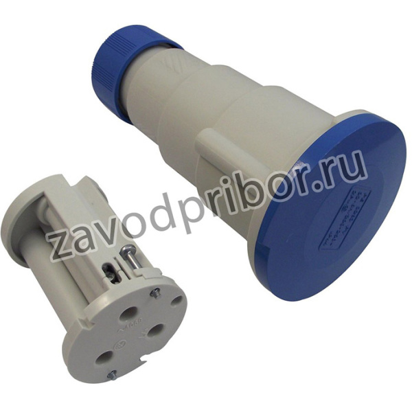 PE3263PVB, Разъем Pin & Sleeve, 32 А, 240 В, Монтаж на Кабель, Гнездо, 2P+E, Синий