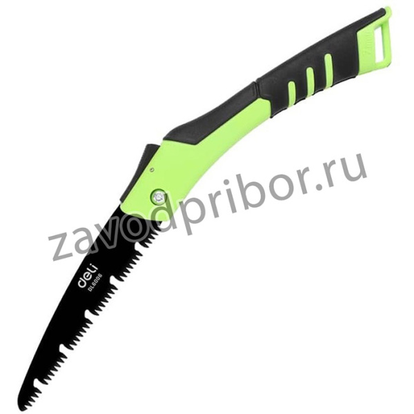 Ножовка садовая Deli DL6006 180мм, сталь 65MN, шаг зубьев 7 TPI, обрезиненая ручка, шлифовка зубов с 3-х сторон, двухрядное распределение кр