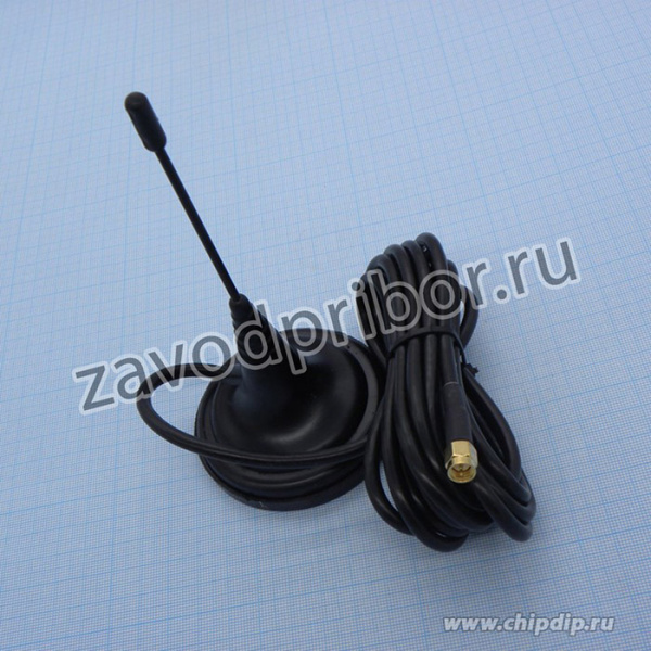 ANT GSM ANTEY 915 SMA, GSM 900/1800, 50Ом, 5,0 дБ, КСВ 1,9:1, магнитная база 65мм, длина кабеля 3м, ветровая нагрузка: 150км/ч, SMA-M-разъем