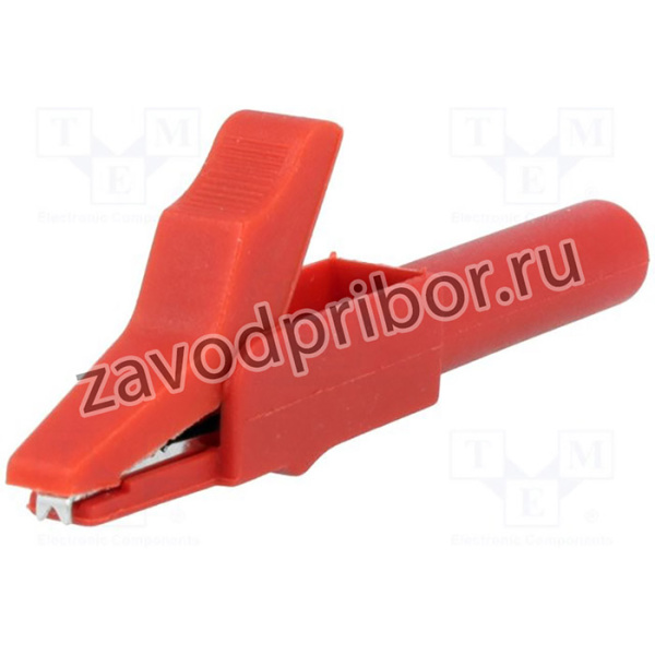 AX-CR-4PM-R, Зажим "крокодил", 15А, красный, Диап.захвата: макс.12мм