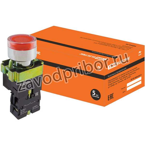 SQ0704-0055, Кнопка BW3461 с подсветкой красный 1з TDM