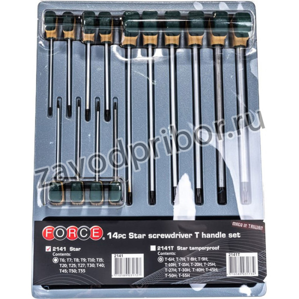 2141 Набор отверт. торкс с Т-обр.ручкой 14пр. Т6-Т55 FORCE , шт