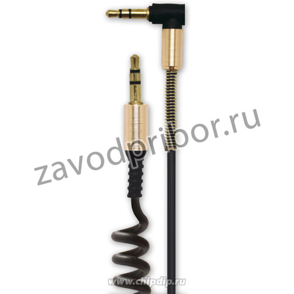 BS1020, Кабель Jack - Jack, 3.5мм, спиральный, угловой/прямой ,позолоченный, 1.8м, черный (OBSOLETE)