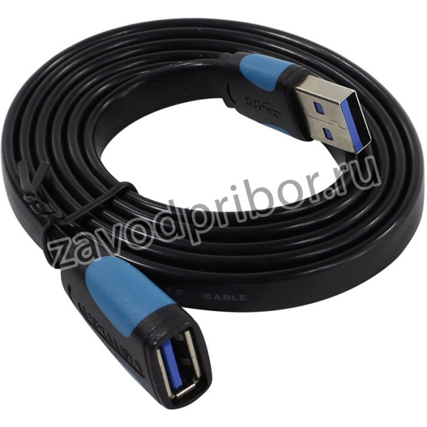 VAS-A13-B100, Vention USB 3.0 AM/AF - 1м, Кабель-удлинитель Vention USB 3.0 AM/AF - 1м плоский