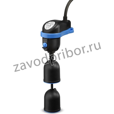 72.C1.0.000.0201, Float Switch for Fluid Level Regulation 250V Change-Over Contact (CO) 20A 250 VAC Black / Blue IP68 Cable, 2 m