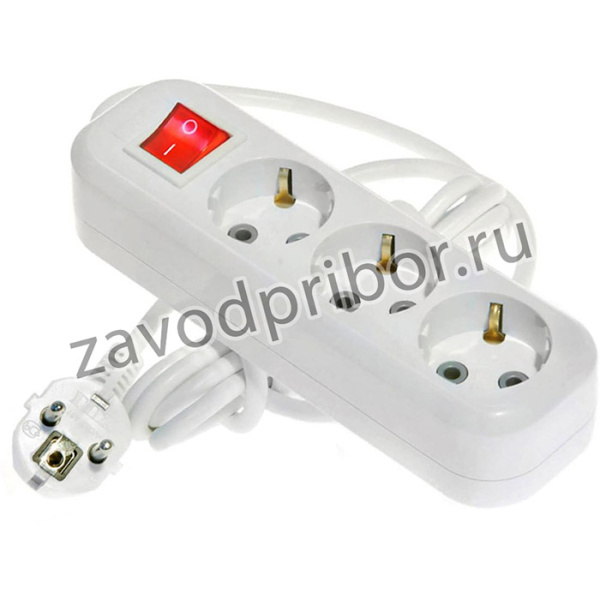 Сетевой удл-ль У3-ЕВК-02 с выключателем 3-местный с з/к, 250В 16А, 2м 4606400419860