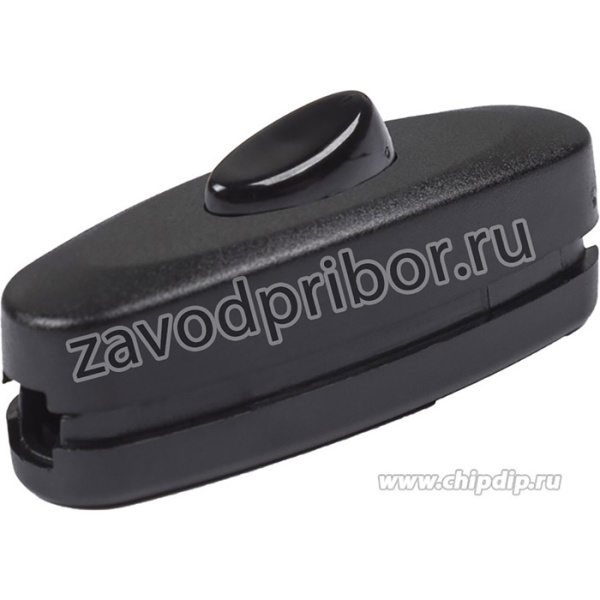 36-3018, Выключатель-кнопка 250V 2А ON-OFF черный на электропровод (для настольной лампы)
