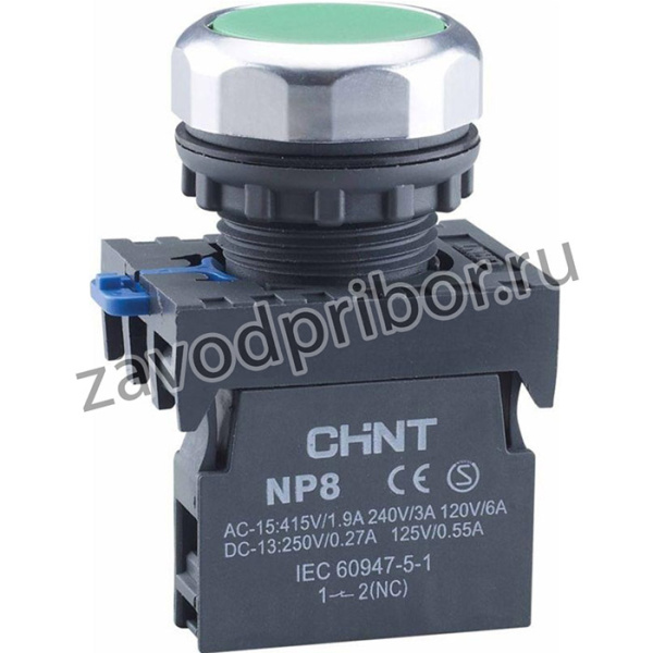 Кнопка управления NP8-10BND 1НО зел. AC/DC 24В(LED) IP65 (R) CHINT 667240