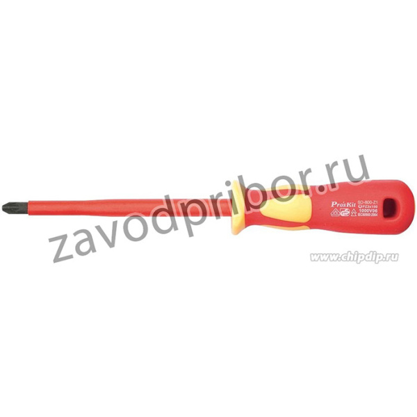 SD-800-Z2 /Obsolete, Отвертка высоковольтная магнитная крест 1000В (PZ2, 100мм, Cr-Mo-V)
