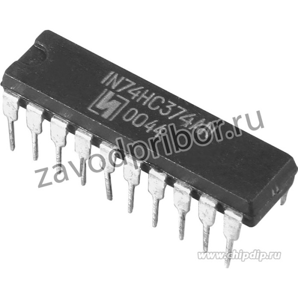 ЭКР1564ИР23 (00-03г), 8-разрядный регистр, управл.по фронту, с паралл.вводом-выводом данных, с вых.на три сост. (74HC374AN