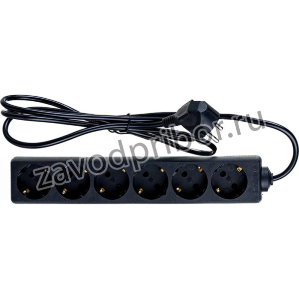 Удлинитель ECE-6-1.8B 6 евророзетки с заземлением, 1.8м, черный 285828
