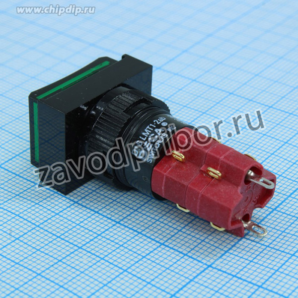 D16LMT1-2ABKG, D16LMT1-2ABKG, Переключатель кнопочный без фиксации 250В/5А LED подсветка 24В